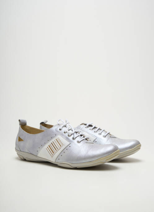 Derbies tissage satiné talon plat jusqu'à 3cm argent GEO-REINO femme