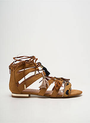 Sandales/nu pieds chiquet talon plat jusqu'à 3cm marron ELUE PAR NOUS femme