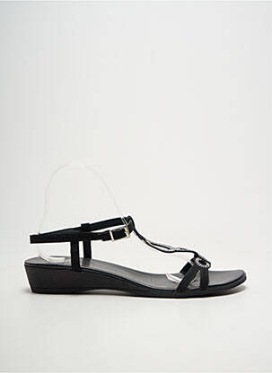 Sandales/nu pieds tissage satiné talon plat jusqu'à 3cm noir SANTAFE femme