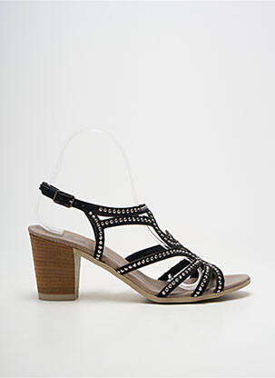 Sandales/nu pieds tissage satiné talon de 7 à 9cm noir SANTAFE femme