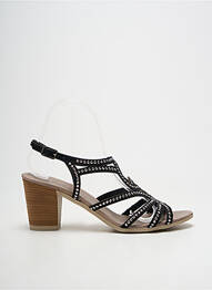 Sandales/nu pieds tissage satiné talon de 7 à 9cm noir SANTAFE femme