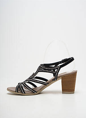 Sandales/nu pieds tissage satiné talon de 7 à 9cm noir SANTAFE femme