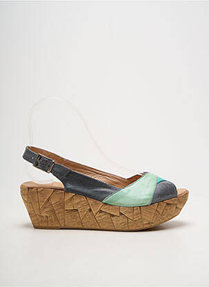 Sandales/nu pieds talon compensé talon de 4 à 6cm bleu BERTUCHI femme
