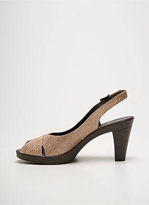 Sandales/nu pieds tissage satiné talon de 7 à 9cm beige KARSTON femme