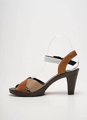 Sandales/nu pieds tissage satiné talon de 7 à 9cm marron KARSTON femme
