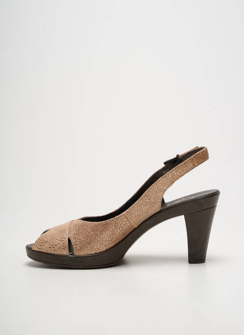Sandales/nu pieds tissage satiné talon de 7 à 9cm beige KARSTON femme