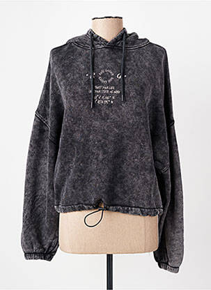 Sweat-shirt à capuche col v manches longues gris ROSE GARDEN femme