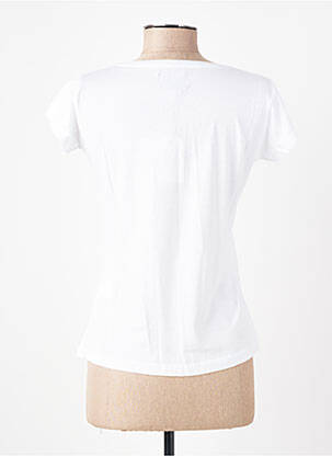 T-shirt sérigraphie floquée manches courtes blanc D73 femme