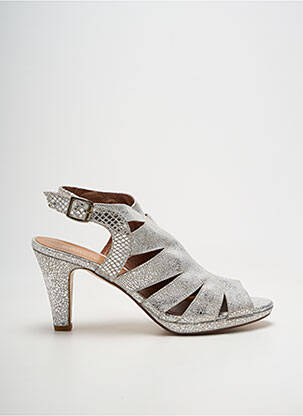 Sandales/nu pieds tissage satiné talon de 7 à 9cm argent KARSTON femme