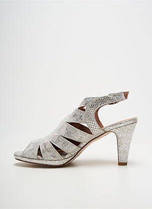 Sandales/nu pieds tissage satiné talon de 7 à 9cm argent KARSTON femme