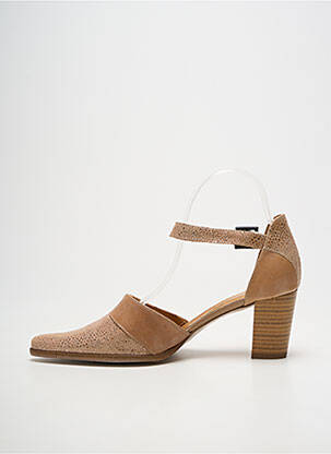 Escarpins tissage satiné talon de 4 à 6cm marron KARSTON femme