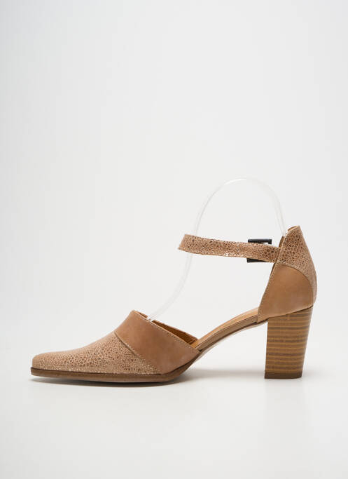 Escarpins tissage satiné talon de 4 à 6cm marron KARSTON femme