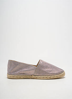 Espadrilles tissage satiné talon plat jusqu'à 3cm argent LA MAISON DE L'ESPADRILLE femme