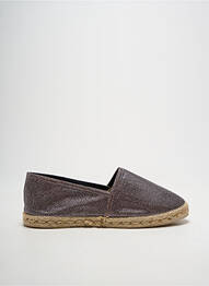Espadrilles tissage satiné talon plat jusqu'à 3cm argent LA MAISON DE L'ESPADRILLE femme