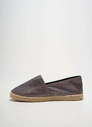 Espadrilles tissage satiné talon plat jusqu'à 3cm argent LA MAISON DE L'ESPADRILLE femme