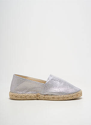 Espadrilles bout rond talon plat jusqu'à 3cm argent LA MAISON DE L'ESPADRILLE femme