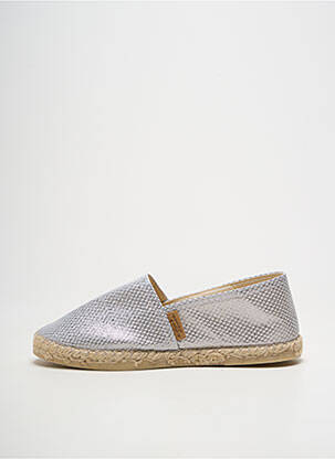 Espadrilles bout rond talon plat jusqu'à 3cm argent LA MAISON DE L'ESPADRILLE femme