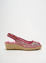Espadrilles tissage satiné talon de 4 à 6cm rose LA MAISON DE L'ESPADRILLE femme