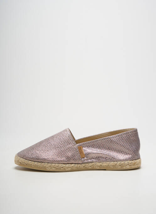 Espadrilles tissage satiné talon plat jusqu'à 3cm argent LA MAISON DE L'ESPADRILLE femme