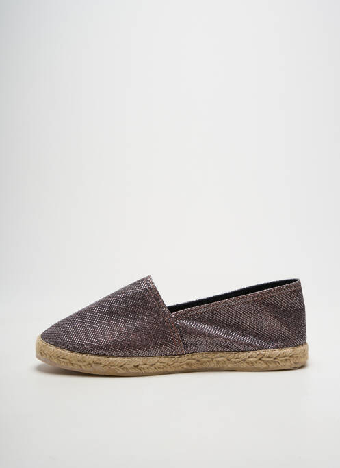 Espadrilles tissage satiné talon plat jusqu'à 3cm argent LA MAISON DE L'ESPADRILLE femme