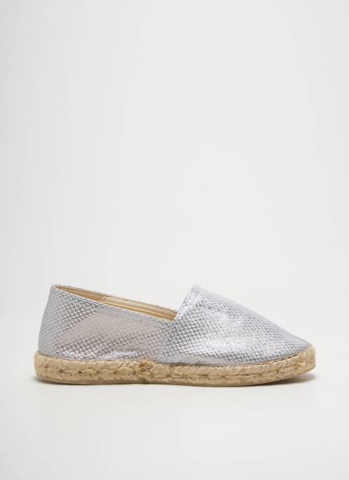 Espadrilles bout rond talon plat jusqu'à 3cm argent LA MAISON DE L'ESPADRILLE femme