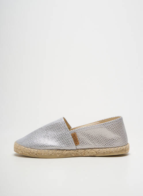 Espadrilles bout rond talon plat jusqu'à 3cm argent LA MAISON DE L'ESPADRILLE femme