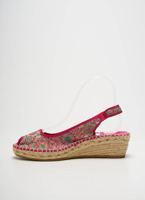 Espadrilles tissage satiné talon de 4 à 6cm rose LA MAISON DE L'ESPADRILLE femme