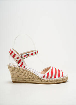 Espadrilles tissage satiné talon de 7 à 9cm rouge LA MAISON DE L'ESPADRILLE femme