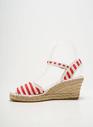 Espadrilles tissage satiné talon de 7 à 9cm rouge LA MAISON DE L'ESPADRILLE femme