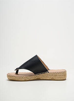 Tongs tissage satiné talon plat jusqu'à 3cm noir LA MAISON DE L'ESPADRILLE femme