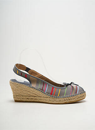 Espadrilles bout ouvert talon de 7 à 9cm gris LA MAISON DE L'ESPADRILLE femme