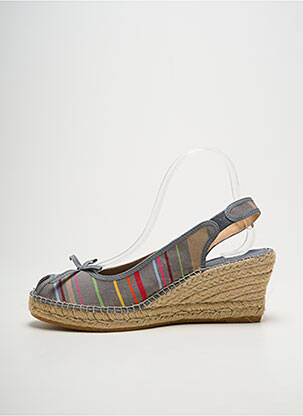 Espadrilles bout ouvert talon de 7 à 9cm gris LA MAISON DE L'ESPADRILLE femme