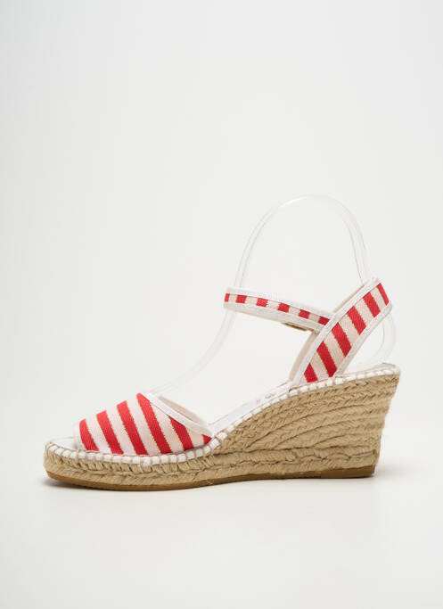 Espadrilles tissage satiné talon de 7 à 9cm rouge LA MAISON DE L'ESPADRILLE femme