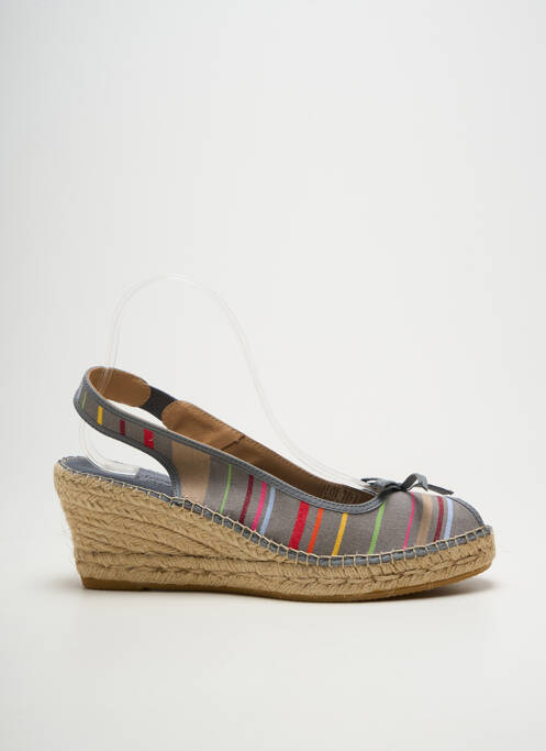 Espadrilles bout ouvert talon de 7 à 9cm gris LA MAISON DE L'ESPADRILLE femme