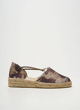 Espadrilles tissage satiné talon plat jusqu'à 3cm beige EMMA femme