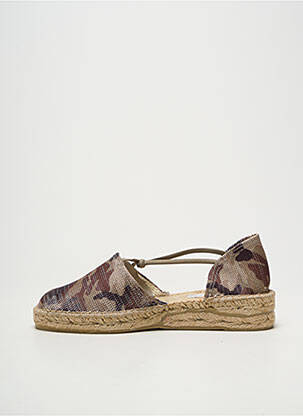 Espadrilles tissage satiné talon plat jusqu'à 3cm beige EMMA femme