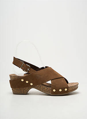 Sandales/nu pieds semi compensé talon de 4 à 6cm marron YOKONO femme