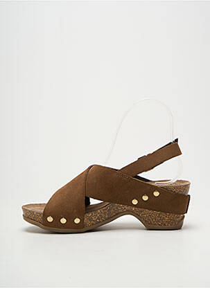 Sandales/nu pieds semi compensé talon de 4 à 6cm marron YOKONO femme