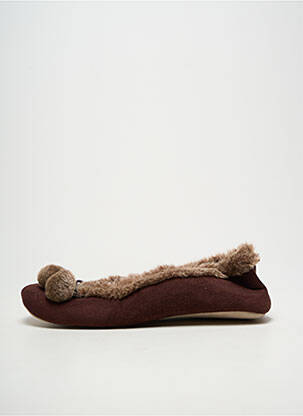 Chaussons/pantoufles bout rond talon plat jusqu'à 3cm marron ISOTONER femme