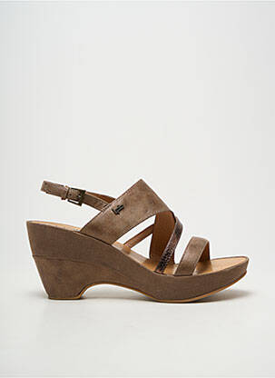 Sandales/nu pieds semi compensé talon de 7 à 9cm marron LES P'TITES BOMBES femme