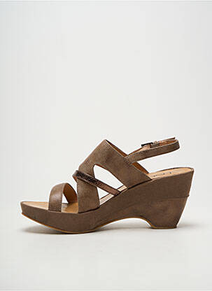 Sandales/nu pieds semi compensé talon de 7 à 9cm marron LES P'TITES BOMBES femme