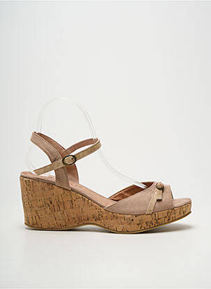 Sandales/nu pieds talon compensé talon de 7 à 9cm beige LES P'TITES BOMBES femme