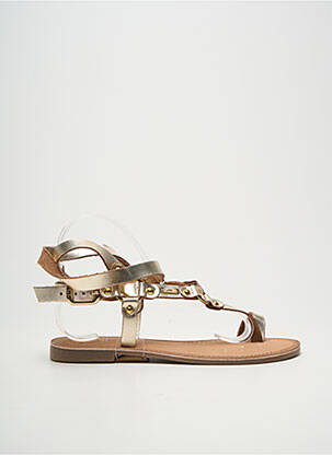 Tongs tissage satiné talon plat jusqu'à 3cm or LES P'TITES BOMBES femme