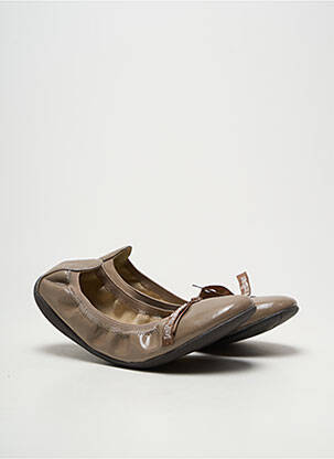 Ballerines tissage satiné talon plat jusqu'à 3cm marron LES P'TITES BOMBES femme