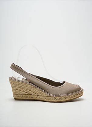 Espadrilles bout ouvert talon de 7 à 9cm gris LA MAISON DE L'ESPADRILLE femme