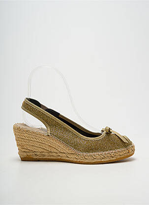 Espadrilles tissage satiné talon de 7 à 9cm or LA MAISON DE L'ESPADRILLE femme