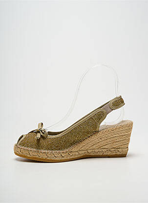 Espadrilles tissage satiné talon de 7 à 9cm or LA MAISON DE L'ESPADRILLE femme