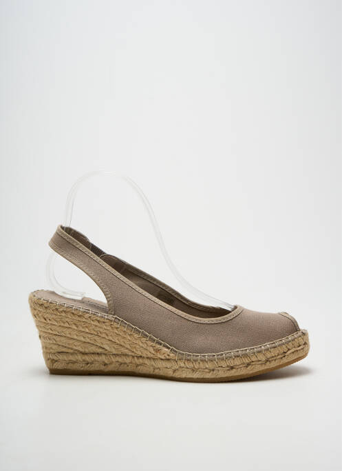 Espadrilles bout ouvert talon de 7 à 9cm gris LA MAISON DE L'ESPADRILLE femme