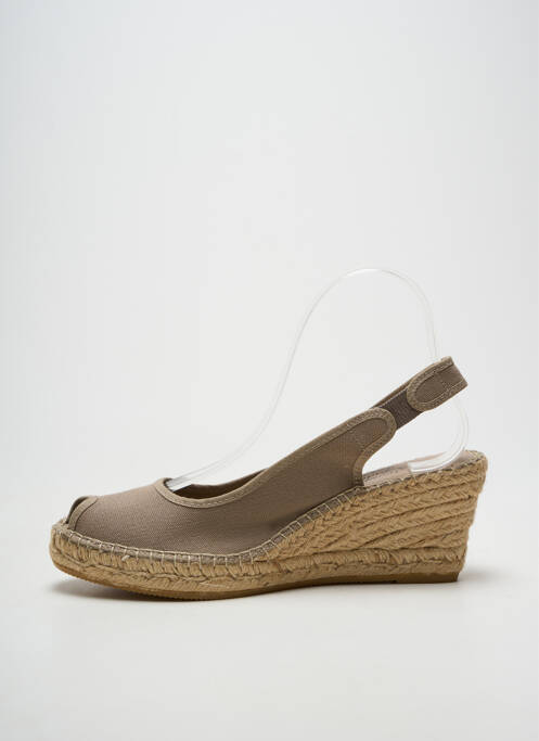 Espadrilles bout ouvert talon de 7 à 9cm gris LA MAISON DE L'ESPADRILLE femme