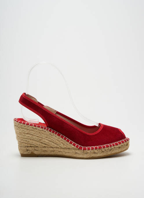 Espadrilles bout ouvert talon de 7 à 9cm rouge LA MAISON DE L'ESPADRILLE femme